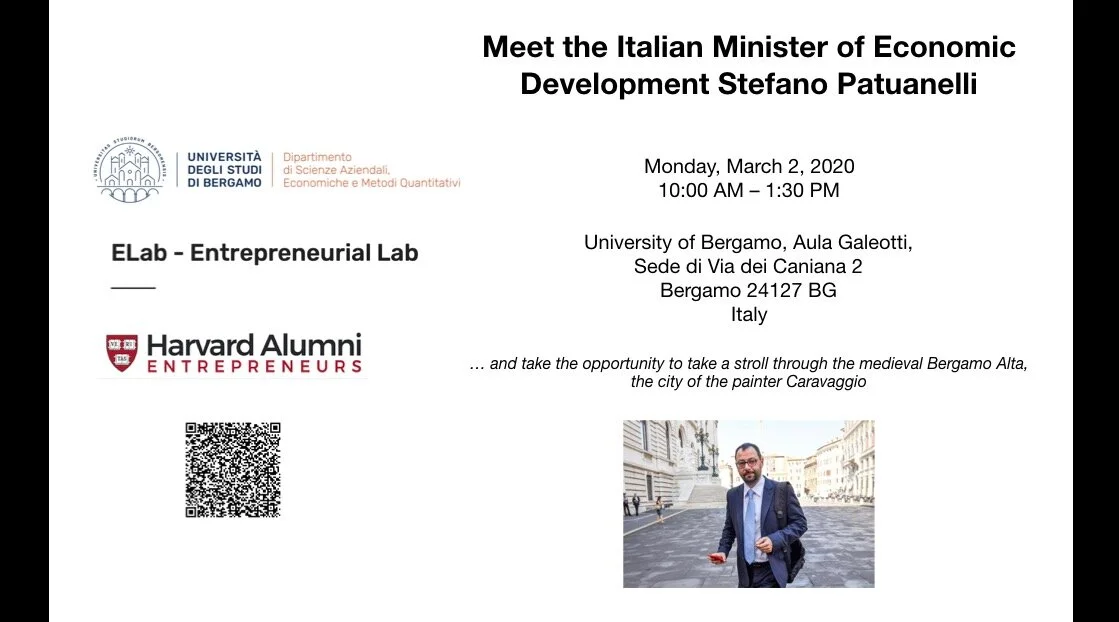 POSTPONED A Conversation with Stefano Patuanelli, Minister of Economic Development
