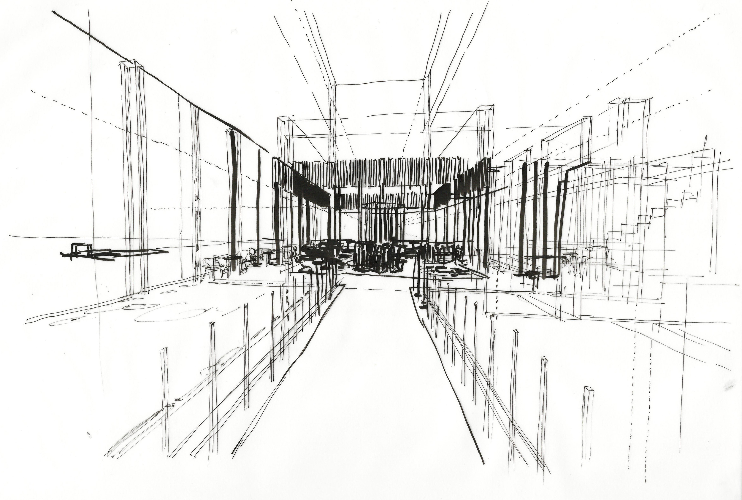 Initial concept sketch for Hong Kong bar design 