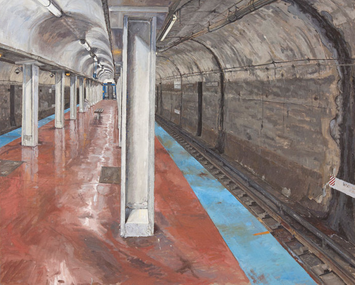 CTA , CHICAGO AVE. STOP, OIL ON LINEN, 34X45'', 2011