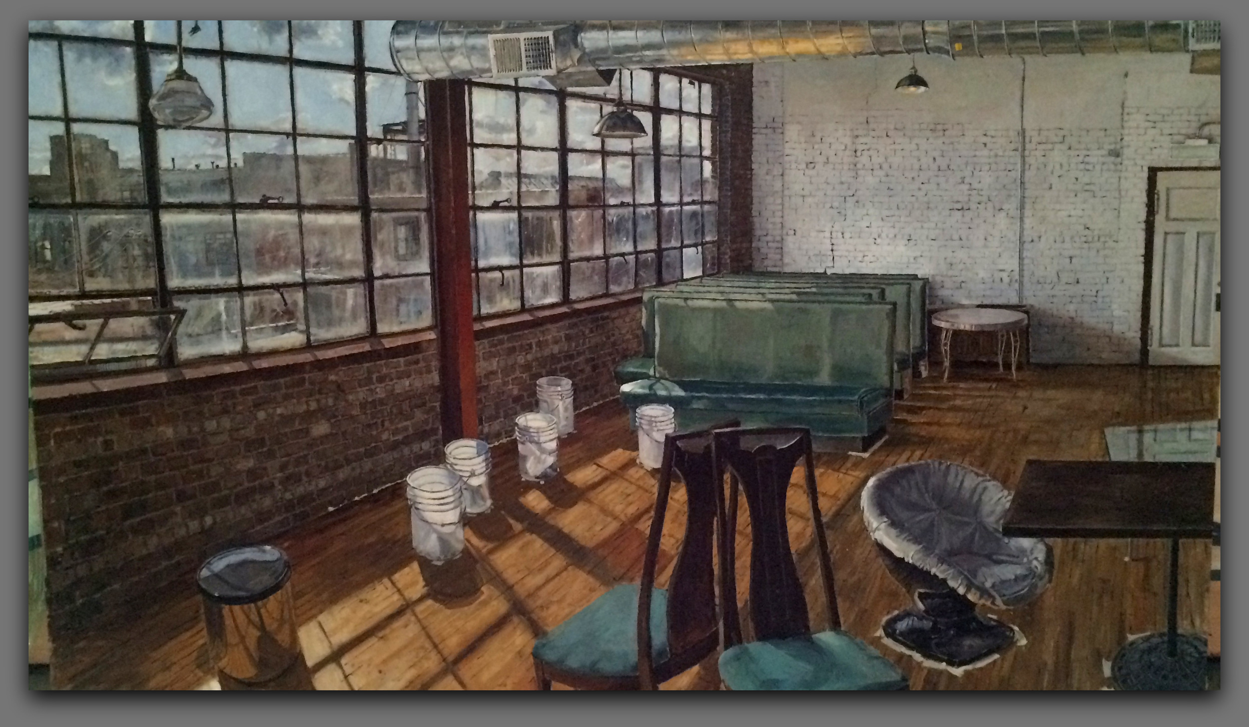 3RD FLOOR, SALVAGE ONE, OIL ON LINEN, 35X54'', 2013/2014