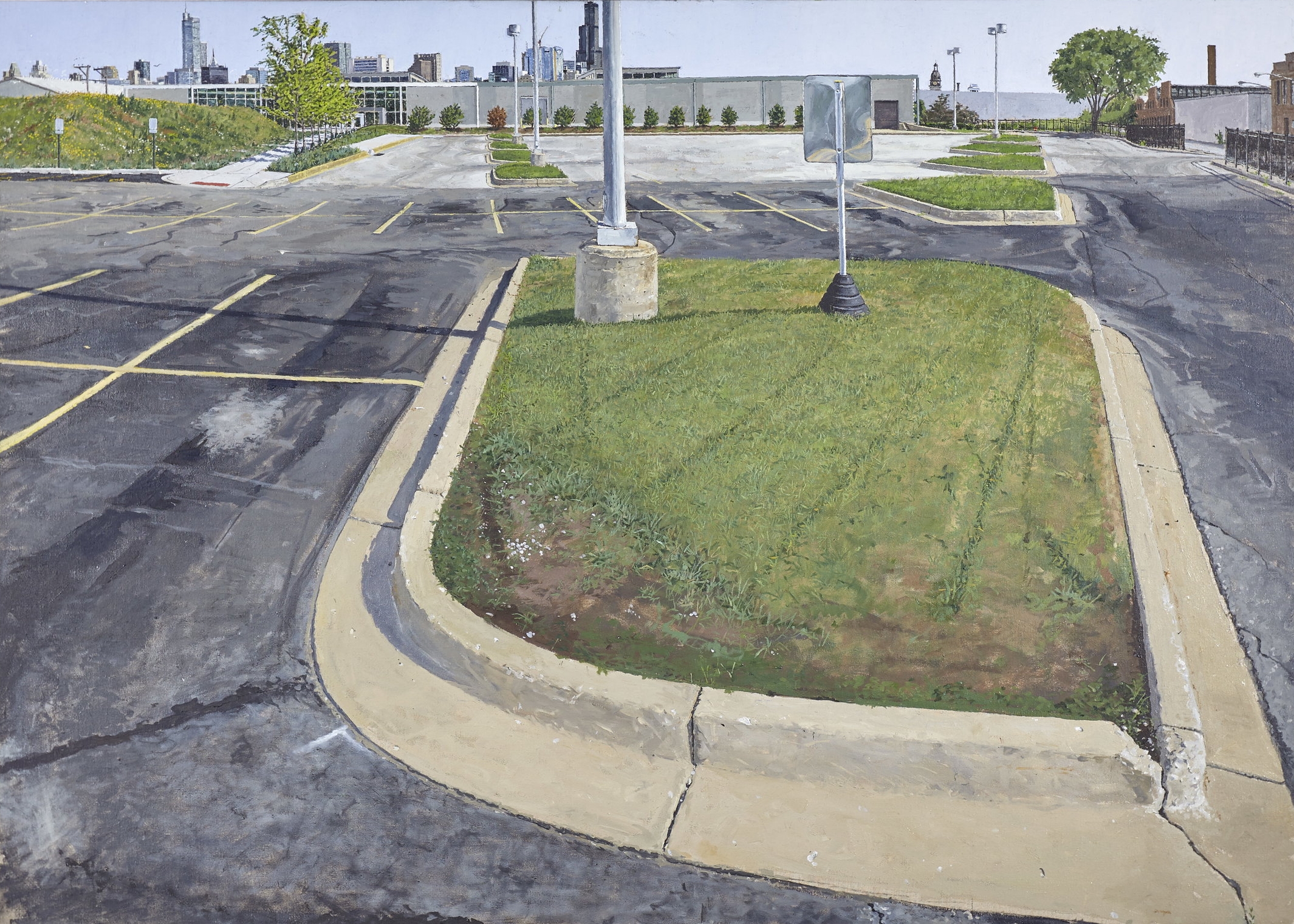 PARKING LOT, MARS GLOBAL HEADQUARTERS, 2016, OIL ON LINEN, 34x48"