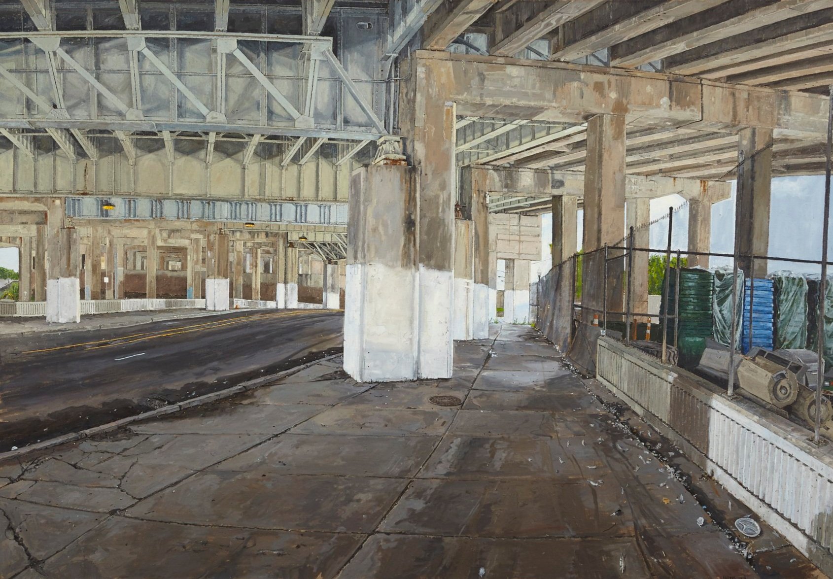 UNDER THE KENNEDY, OIL ON LINEN 34" x 49”