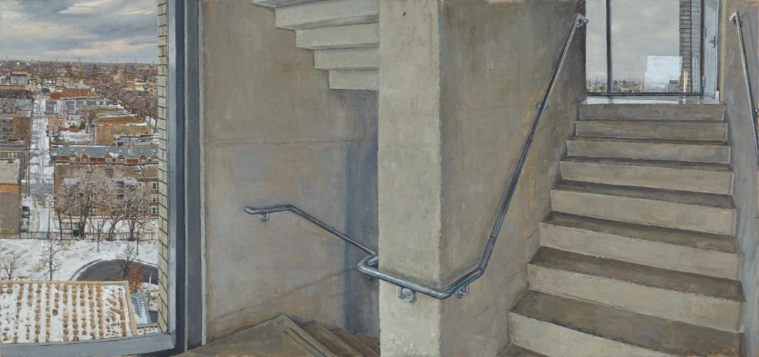 LOGAN CENTER, UNIVERSITY OF CHICAGO, NINTH FLOOR, OIL ON LINEN