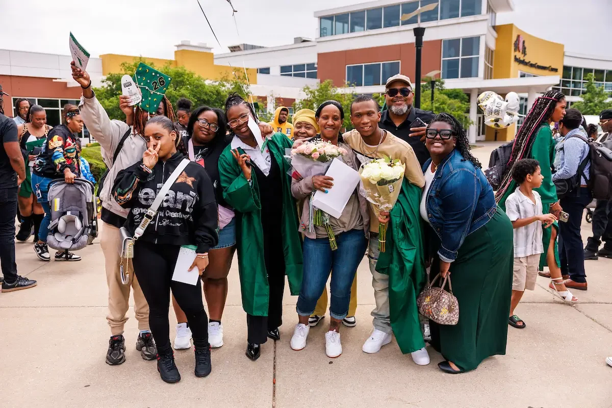 CYDI families outside graduation venue
