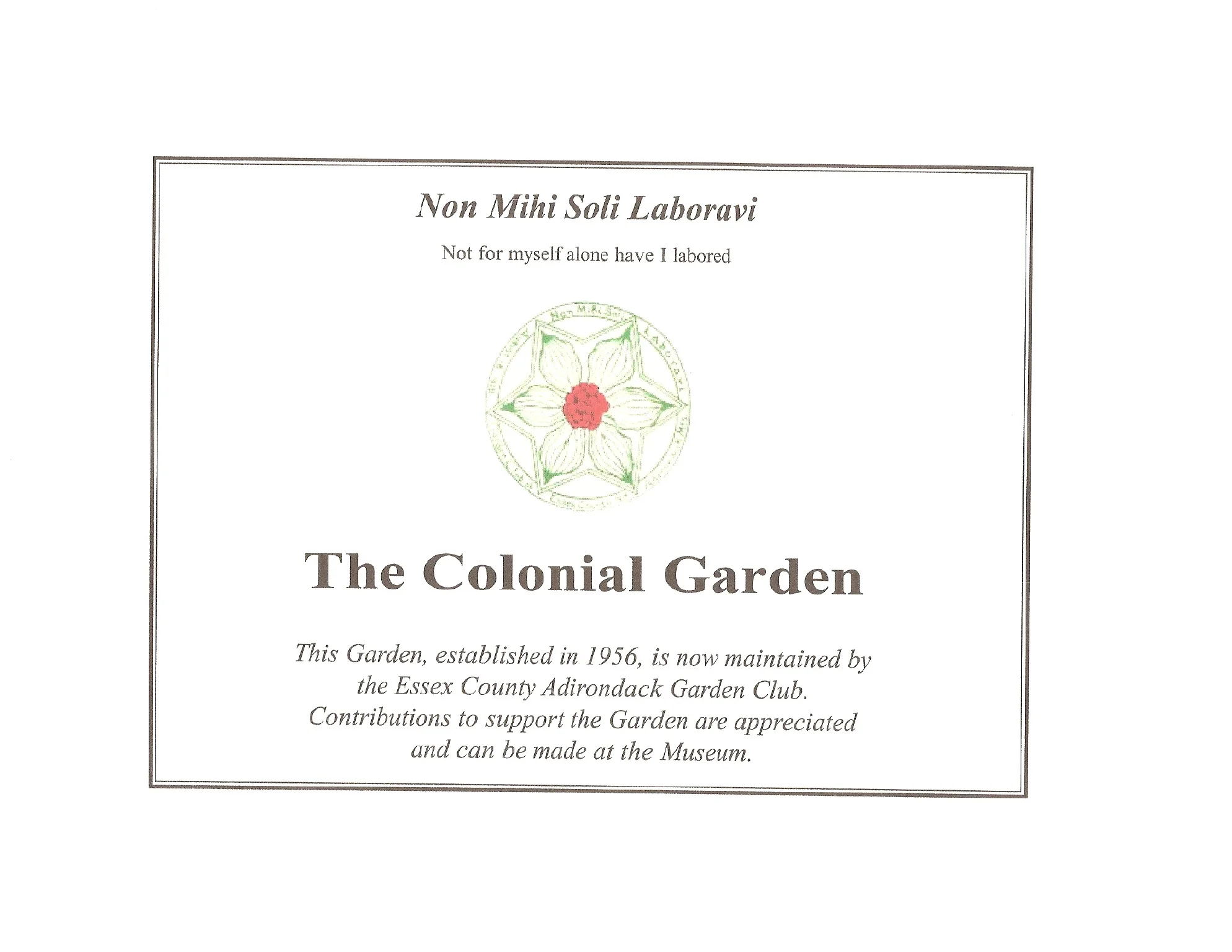 The Colonial Garden Certificate