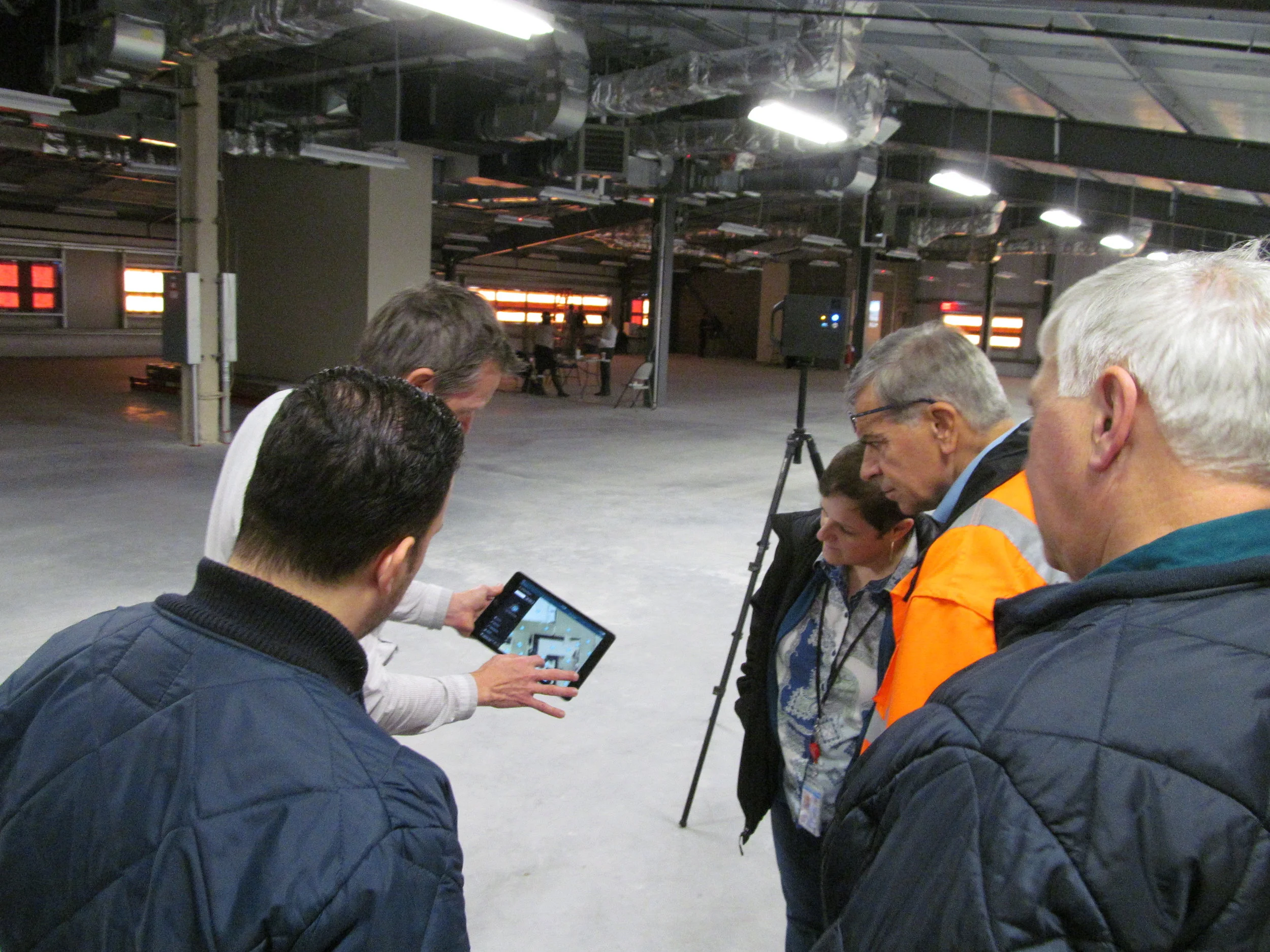 Demonstrating the Matterport reality capture software and hardware. These tools are used to quickly survey the site by creating a point cloud and a 3D internet-based model. 