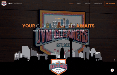 Animated preview of a home page designed for a cleaning services
