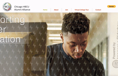 Animated preview of a home page designed for a community organization