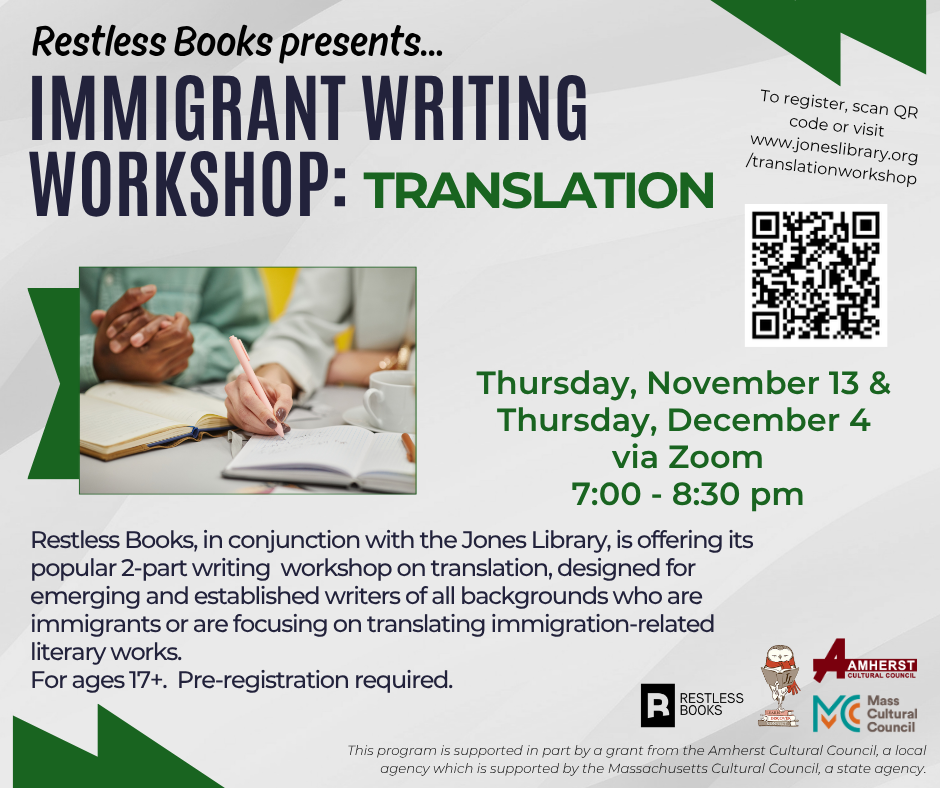 ONLINE: Immigrant Writing Workshop with Restless Books - Translation Part 2
