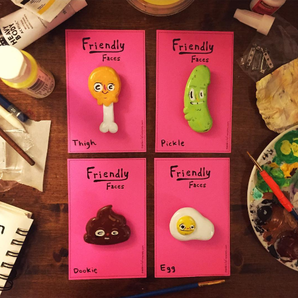 Hand Painted Sculpey Brooches