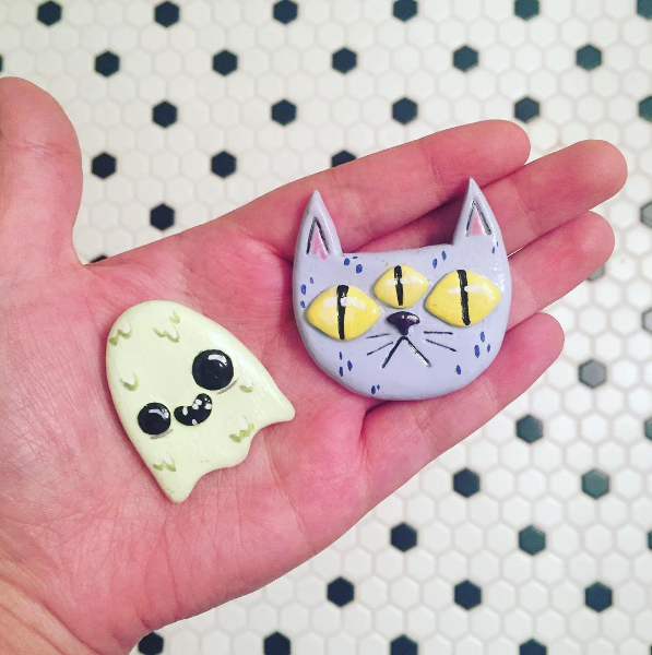Hand Painted Sculpey Brooches