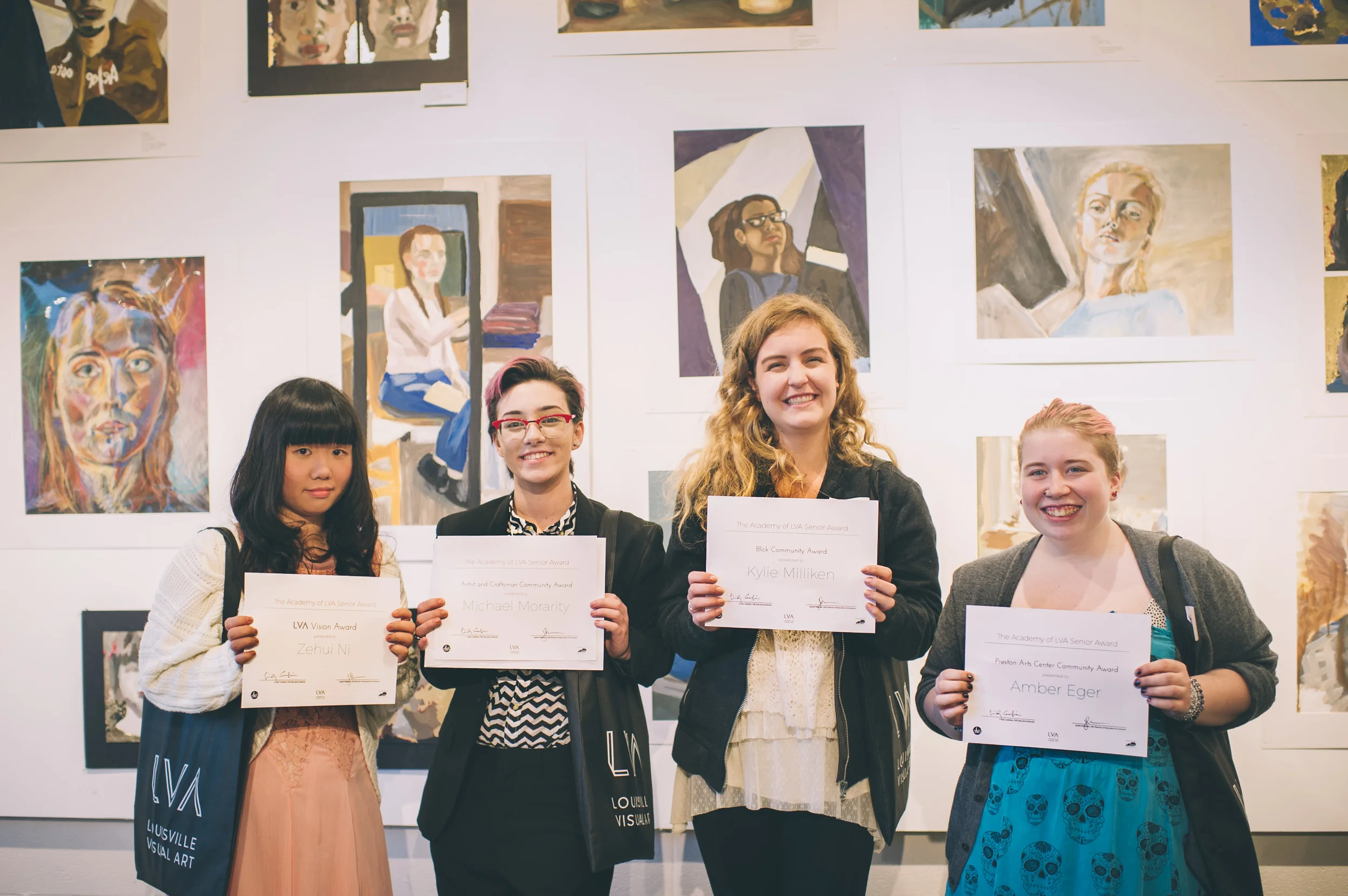 Congratulations to Zehui Ni for receiving the LVA Vision Award, Michael Morarity for receiving the Artist and Craftsman Community Award, Kylie Milliken for receiving the Blick Community Award, and Amber Eger for receiving the Preston Arts Center Community Award! These seniors have shown active and passionate involvement in CFAC and The Academy, exhibit great determination and drive, and their creative ability is continually improving. We are so proud of each of you!