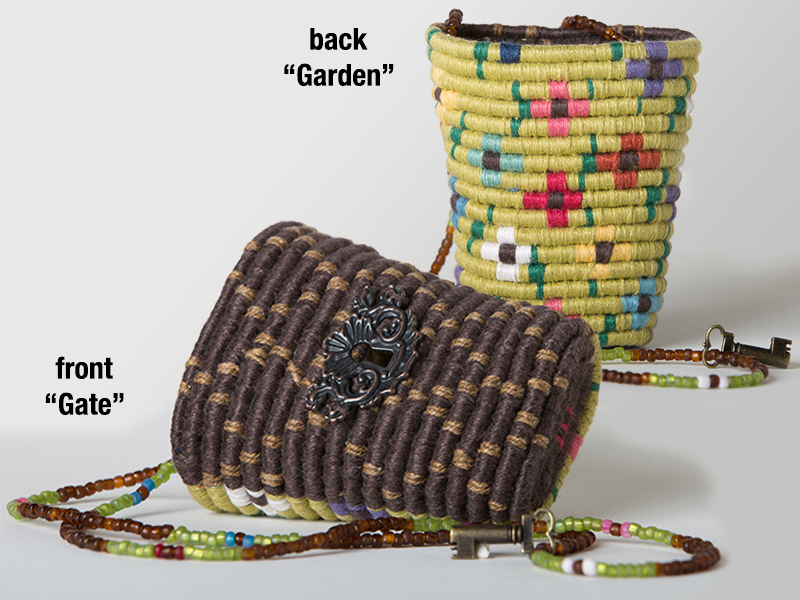 "Secret Garden Wearable Basket Necklace" by Maria Tinnell, 4x3.5x2.25in, coiled linen basket (2015), $84 | BUY NOW