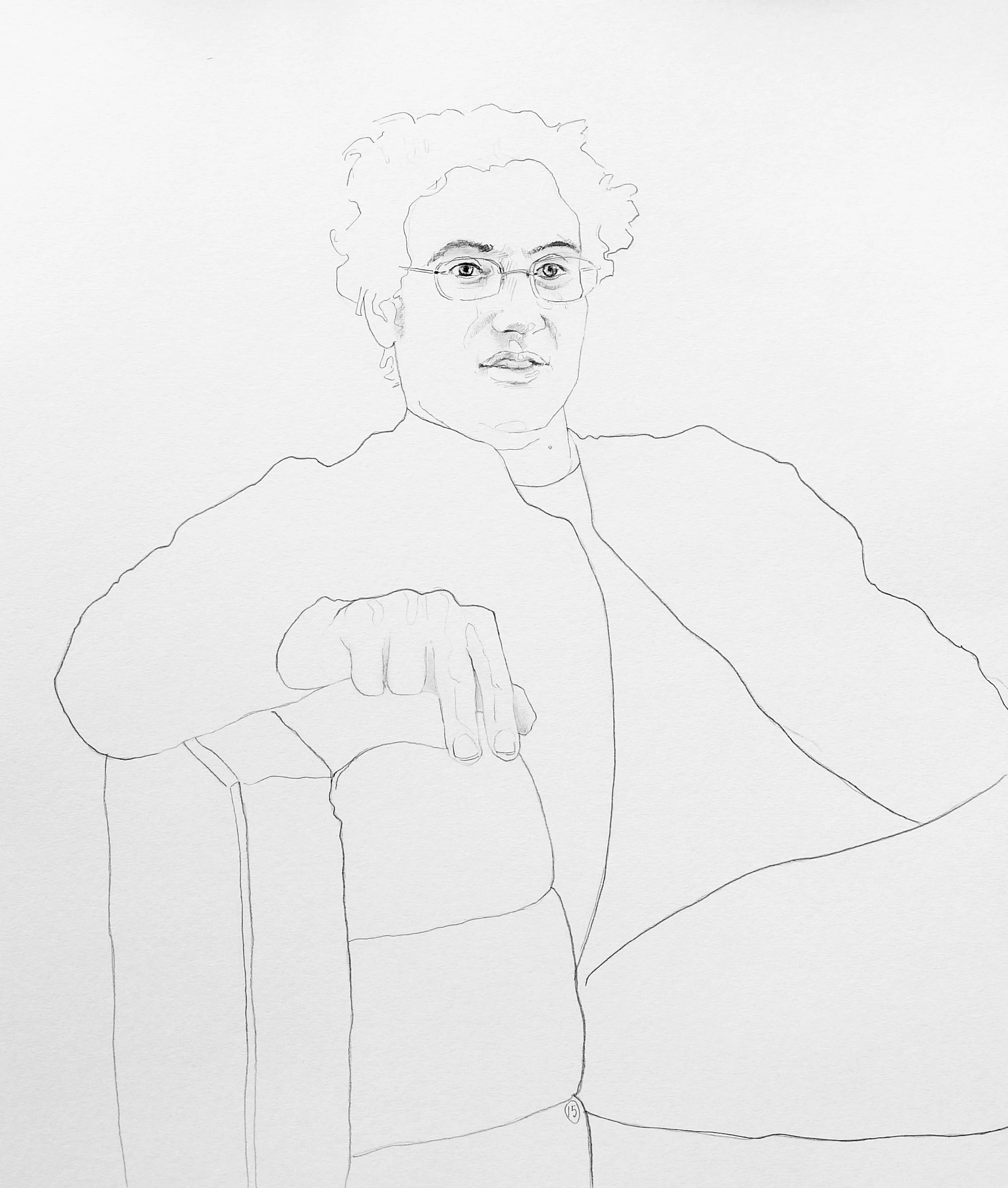 "Teddy #2" ("Conversation with Teddy Abrams" Series) by David Iacovazzi-Pau, 24x18in, graphite on paper (2016)