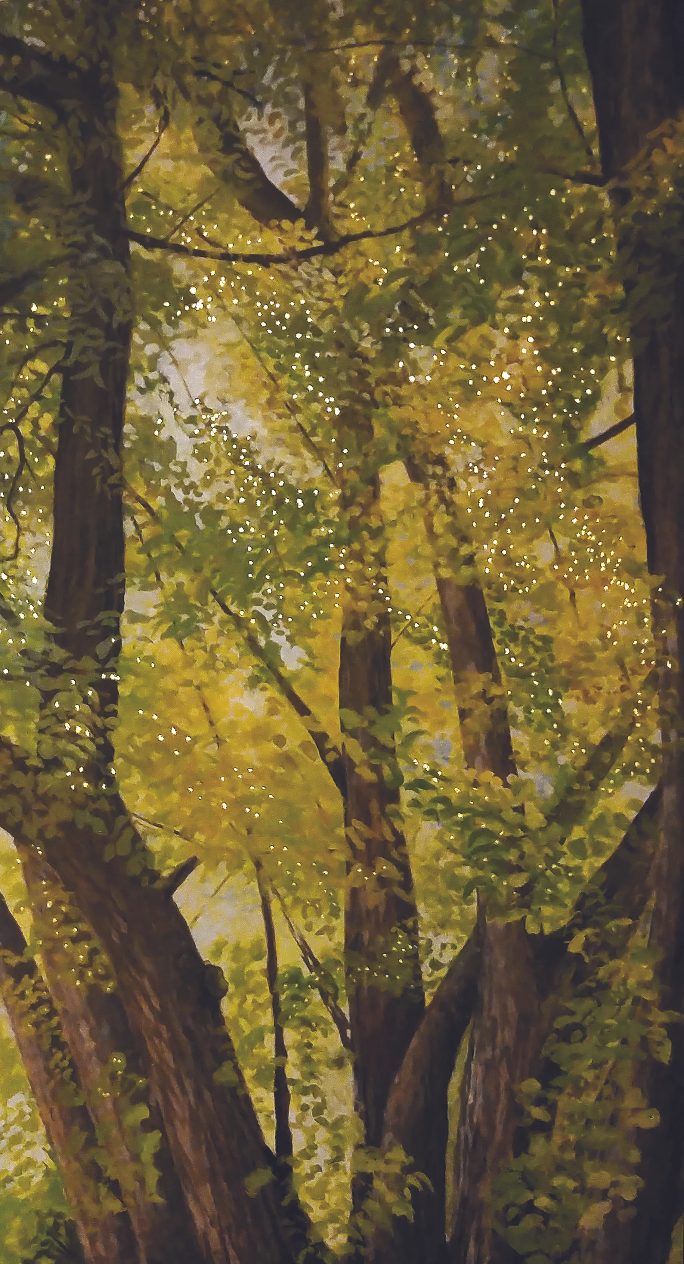 "Arms Wide Open" by Sabra Crockett, 43.5x73in, acrylic and gold lead on wood, $1650 | BUY NOW