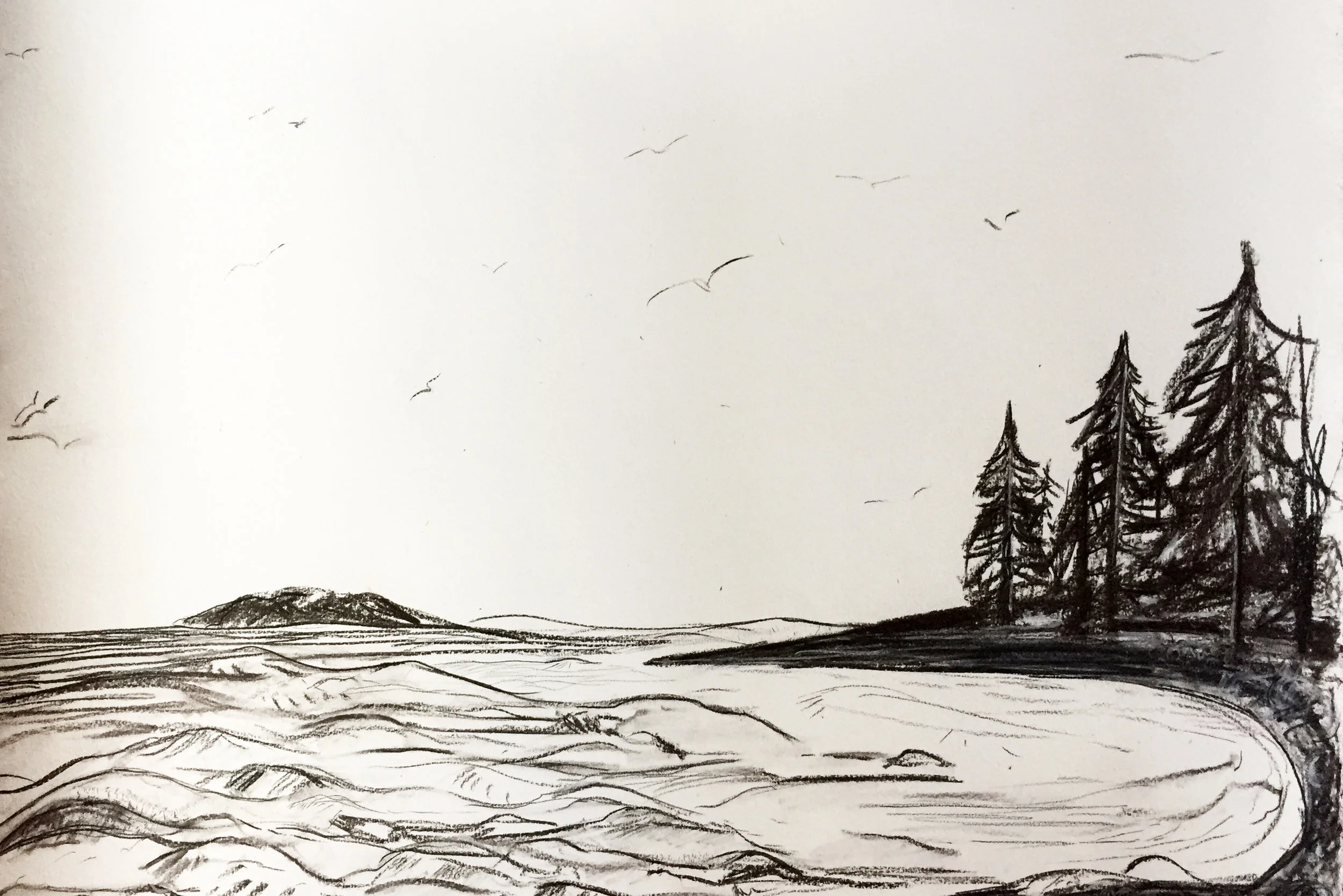 "Maine Summer" by Jennifer Palmer, 16x22.5in, mixed media on paper (2016), $300 | BUY NOW
