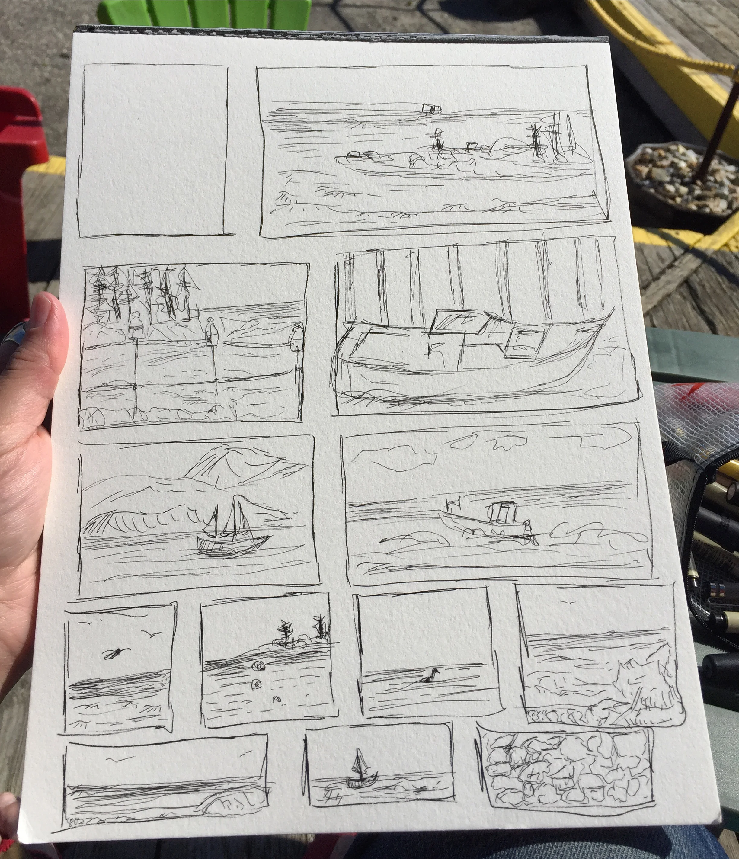 "Travel Drawing Series (Maine)" by Jennifer Palmer, 9x12in, ink on paper (2016)
