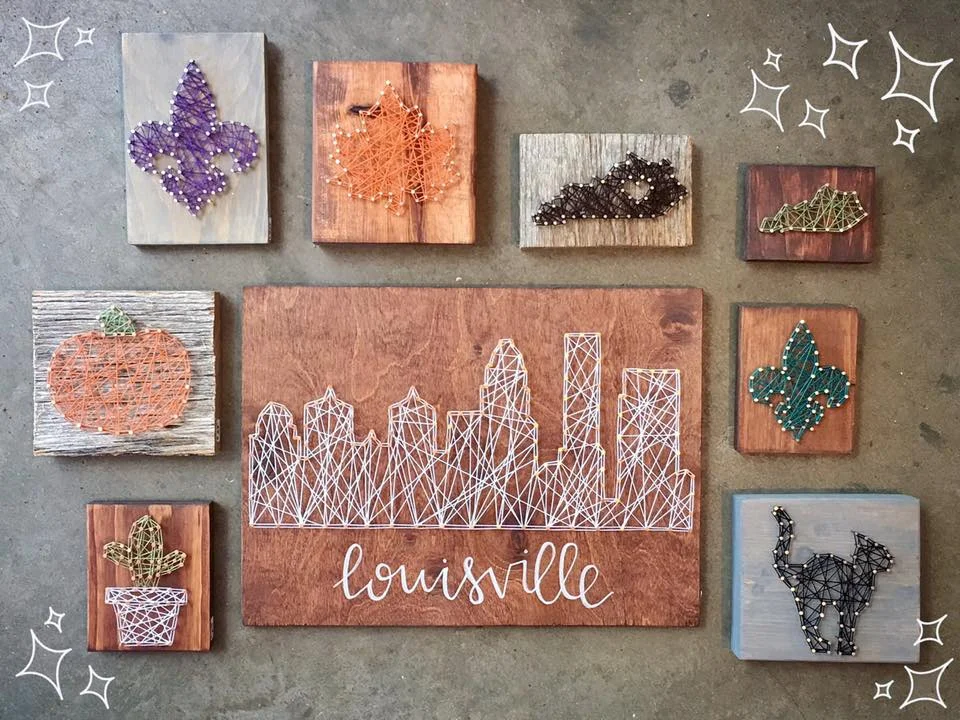 Various Works by Wood & Twine, wood, string (2016)