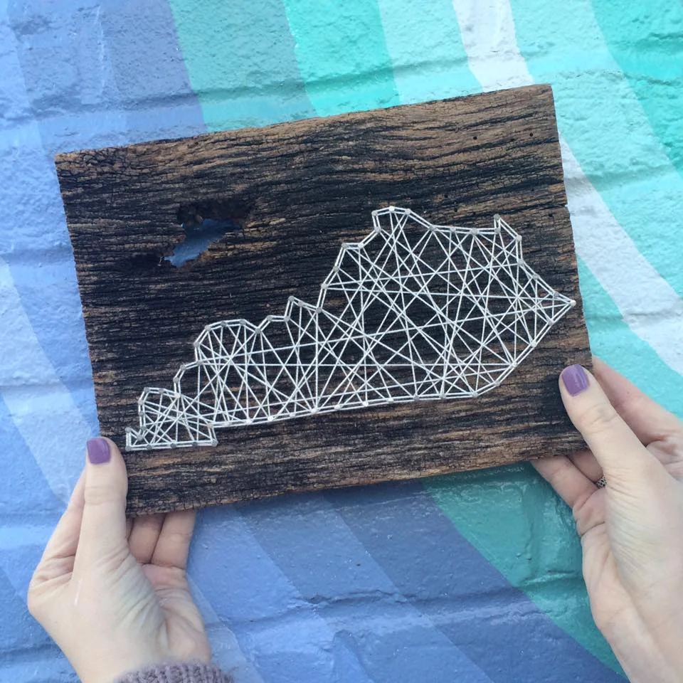 “My Old Kentucky Home” by Wood & Twine, 8x6in, wood, string (2016), $35 | BUY NOW