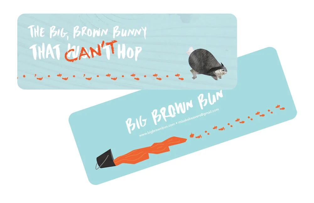 "Big, Brown Bunny That Can't (Won't) Hop" by Monica Beavers, book marks, mixed media/illustrated book (2016)