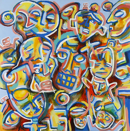"Jibber Jabber" by Kayla Bischoff, 36x36in, acrylic on canvas (2015) $525 | BUY NOW