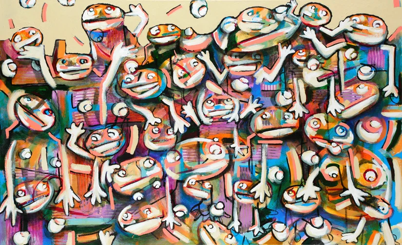 "Petty Pile" by Kayla Bischoff, 48x30in, acrylic on canvas (2015) $575 | BUY NOW