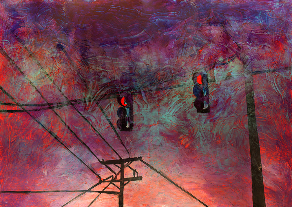 "Stoplights" by Lennon Michalski, 72 x 108 in, water based pigment and mix medium on canvas (2016)