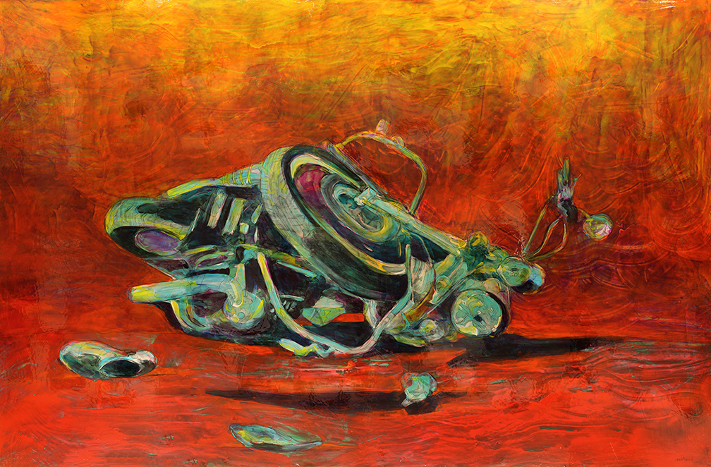 "Wreck" by Lennon Michalski, 72 x 108 in, water based pigment and mixed medium on canvas (2016)