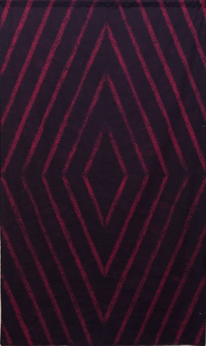 "Untitled ELA #5" by Elmer Lucille Allen, Shibori Wall Hanging Red Kona Cotton – Stitched Resist – Dyed Blue Price, $2000 | BUY NOW