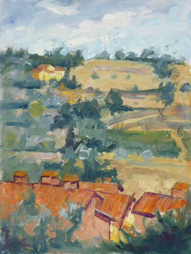 "Yellow Villa" by Catherine Bryant, 12x9in, oil on canvas, plein air (2010), $395 | BUY NOW