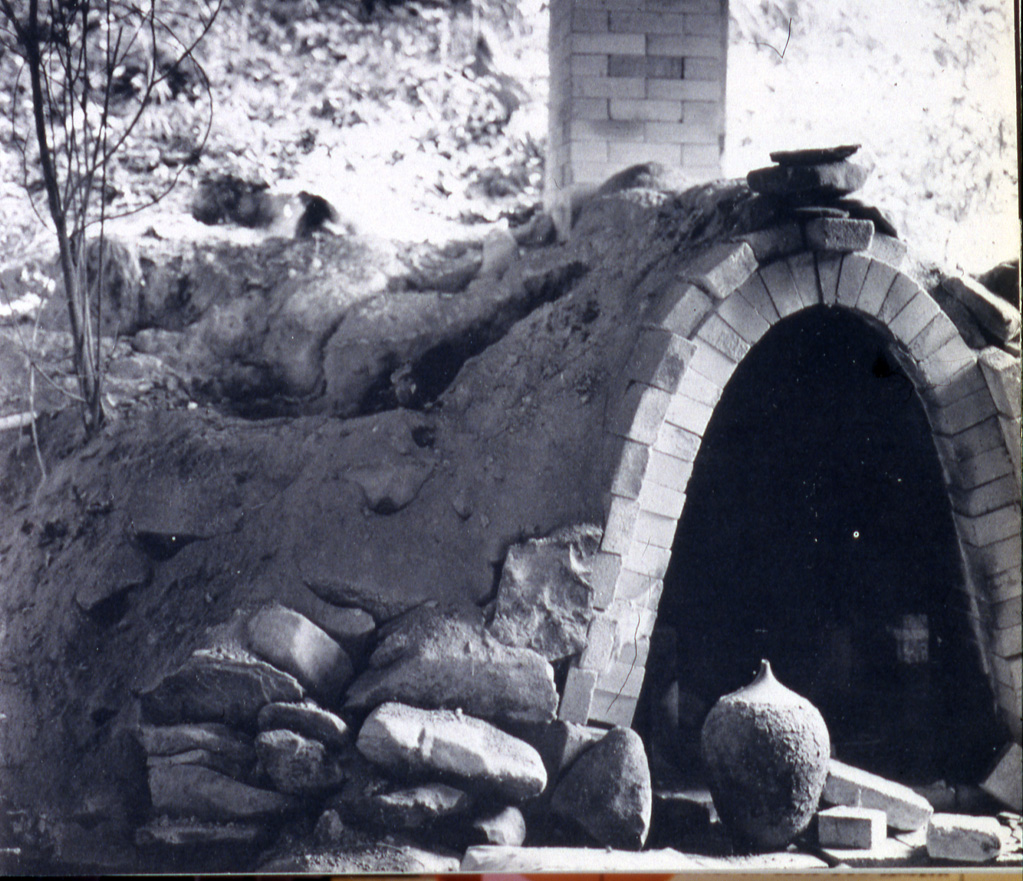 The Marsh's 30 cubic foot cross draft salt kiln (c.1979). Photograph courtesy of the Hite Art Institute.