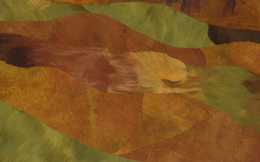 "Amber Waves of Grain" by Vallorie Henderson, 2x3ft, hand-dyed and felted Merino wool with silk organza, machine stitching, $675 | BUY NOW