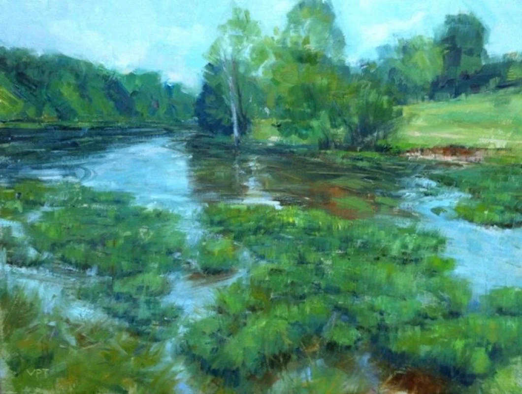 "Mc Neely Lake, Louisville" by Valtcho Tonov, 12x16in, oil on linen panel (2016), $700 (comes in plein air style dark frame) | BUY NOW