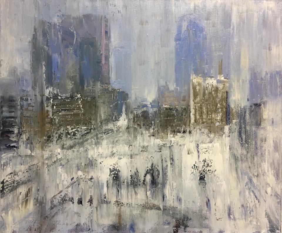 "Louisville Winter" by Valtcho Tonov, 20x24 in, oil on canvas (2017), $900 (not framed, finished sides) | BUY NOW