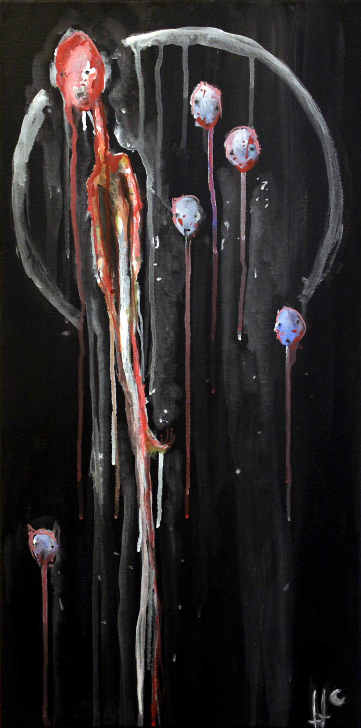 "Friends" by Hillary Cox, 24x12in, gouache on canvas (2017)