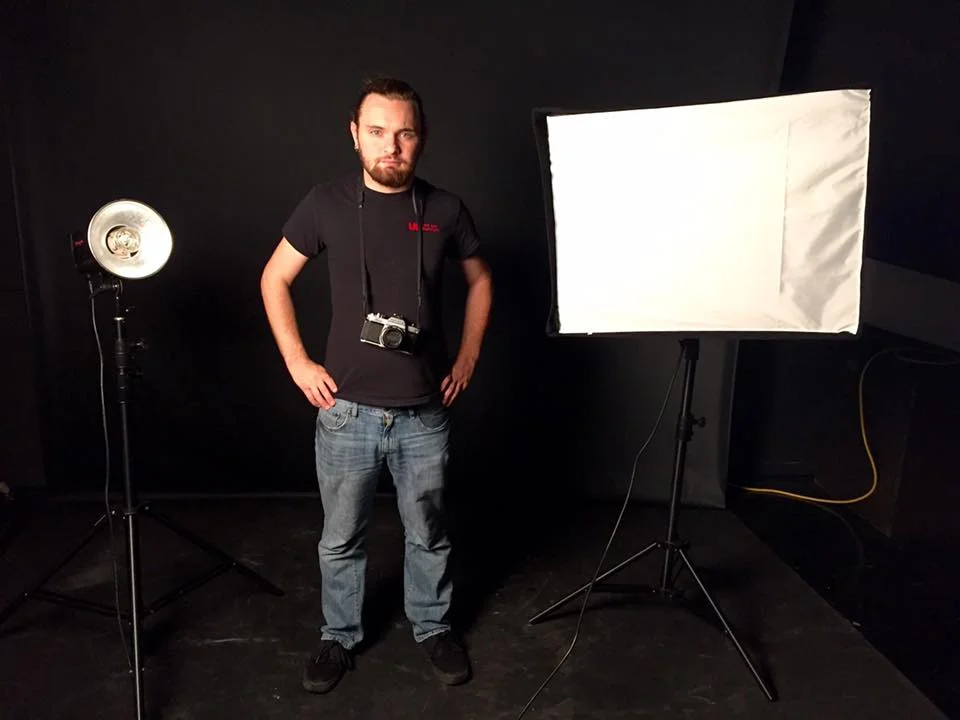 Artist, Kevin Warth in his studio