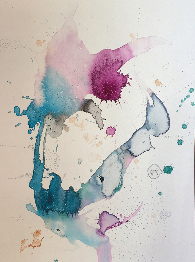 "Mapping I" by Jennifer Palmer, 11x15in, mixed media on paper (2017)