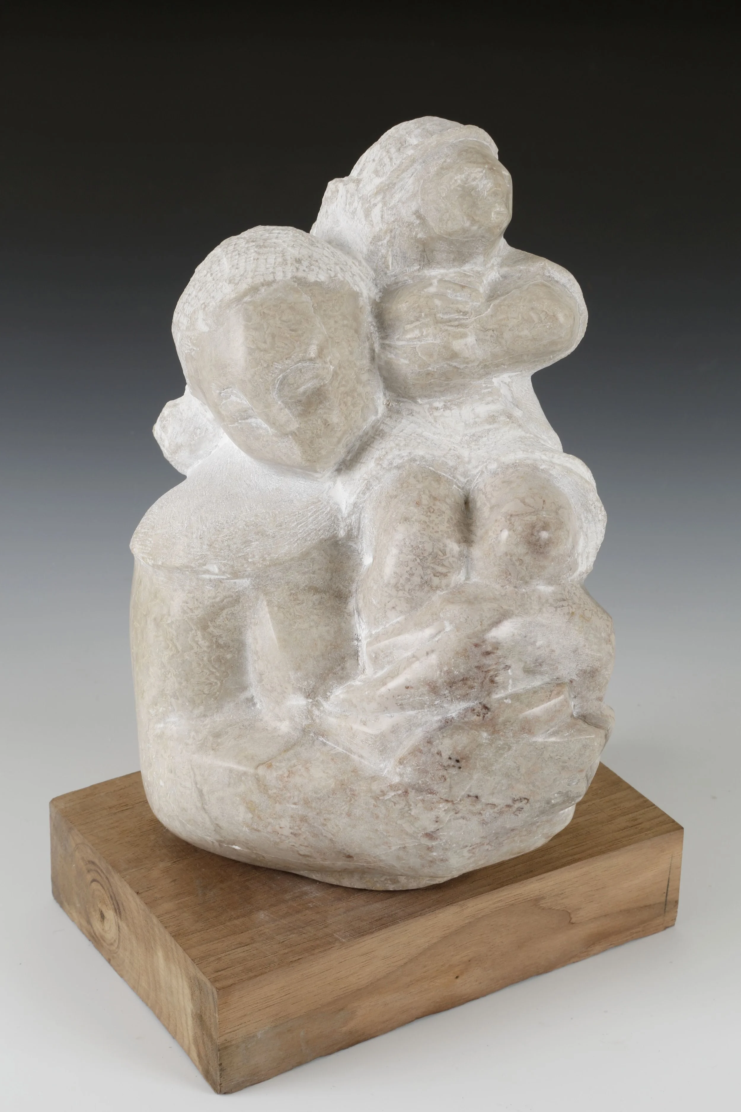"Queen for a Day" by William Duffy, alabaster sculpture on wood block