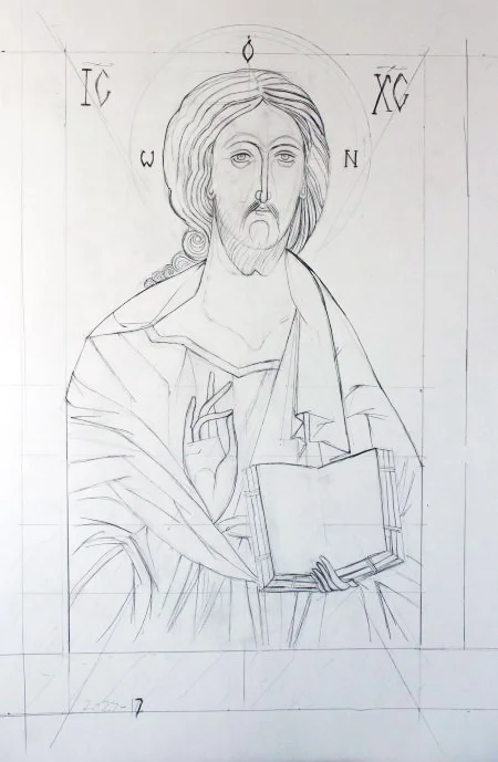 "Christ Pantocrator" by Sarah Johnson, 14x22in, graphite on paper (2017)