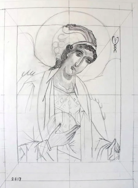 "Archangel Michael" by Sarah Johnson, 14x22in, graphite on paper (2017)