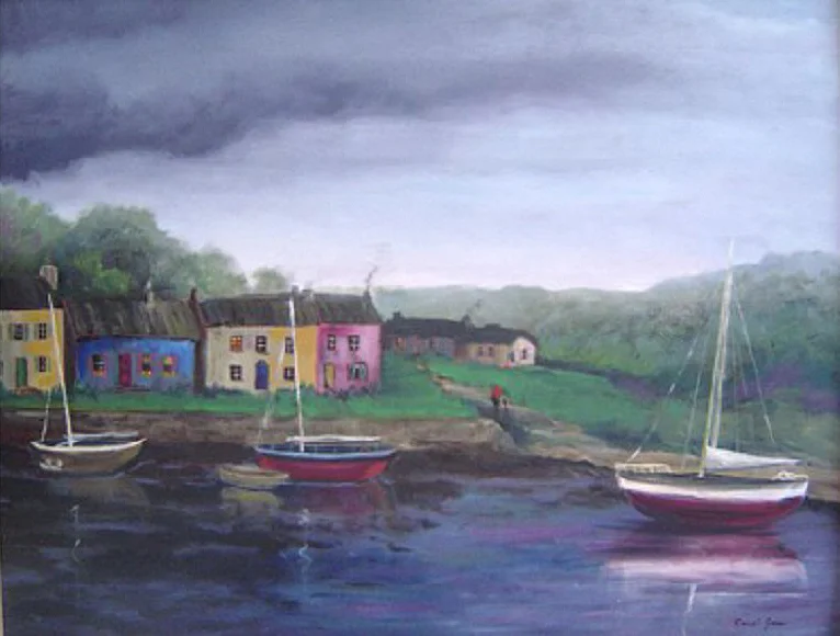 "Irish Fishing Village" by Carol Jones, 22x28in, oil on board (2011), $500 | BUY NOW