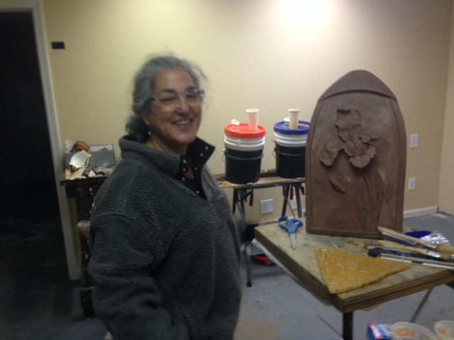 Artist, Tamina Karem with one of her recent pieces