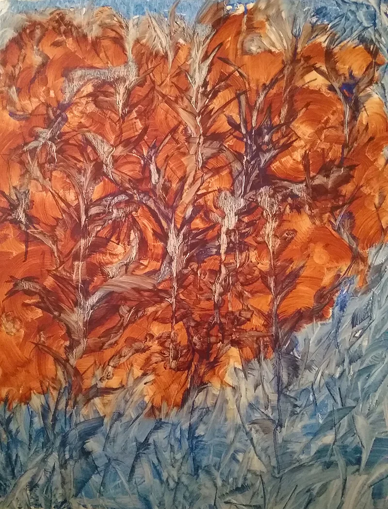 "Toska" by Susan Dworkin, 28x23in, vinegar paint (2017), $650| BUY NOW