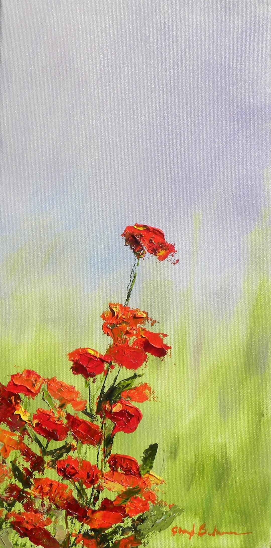 "Orange Delight" by cheryl Buhrman, 16x8in, acrylic on canvas (2016), $95 | BUY NOW