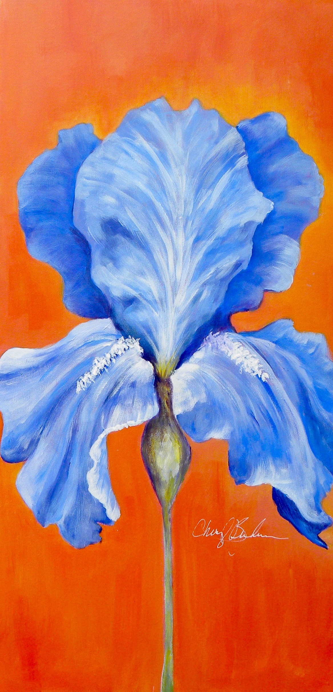"Blue Iris" by Cheryl Buhrman, 12x24in, acrylic on canvas (2017), $185 | BUY NOW