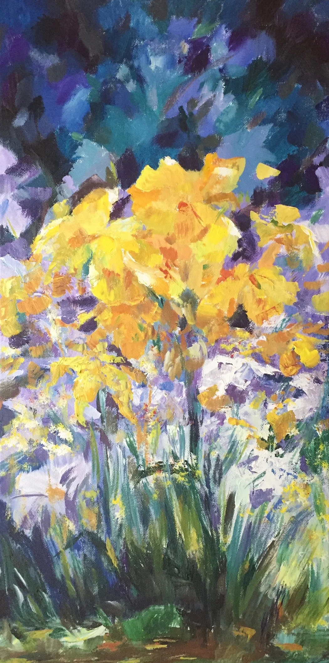 "Spring Garden" by Cheryl Buhrman, 24x12in, acrylic on canvas (2017), $185 | BUY NOW
