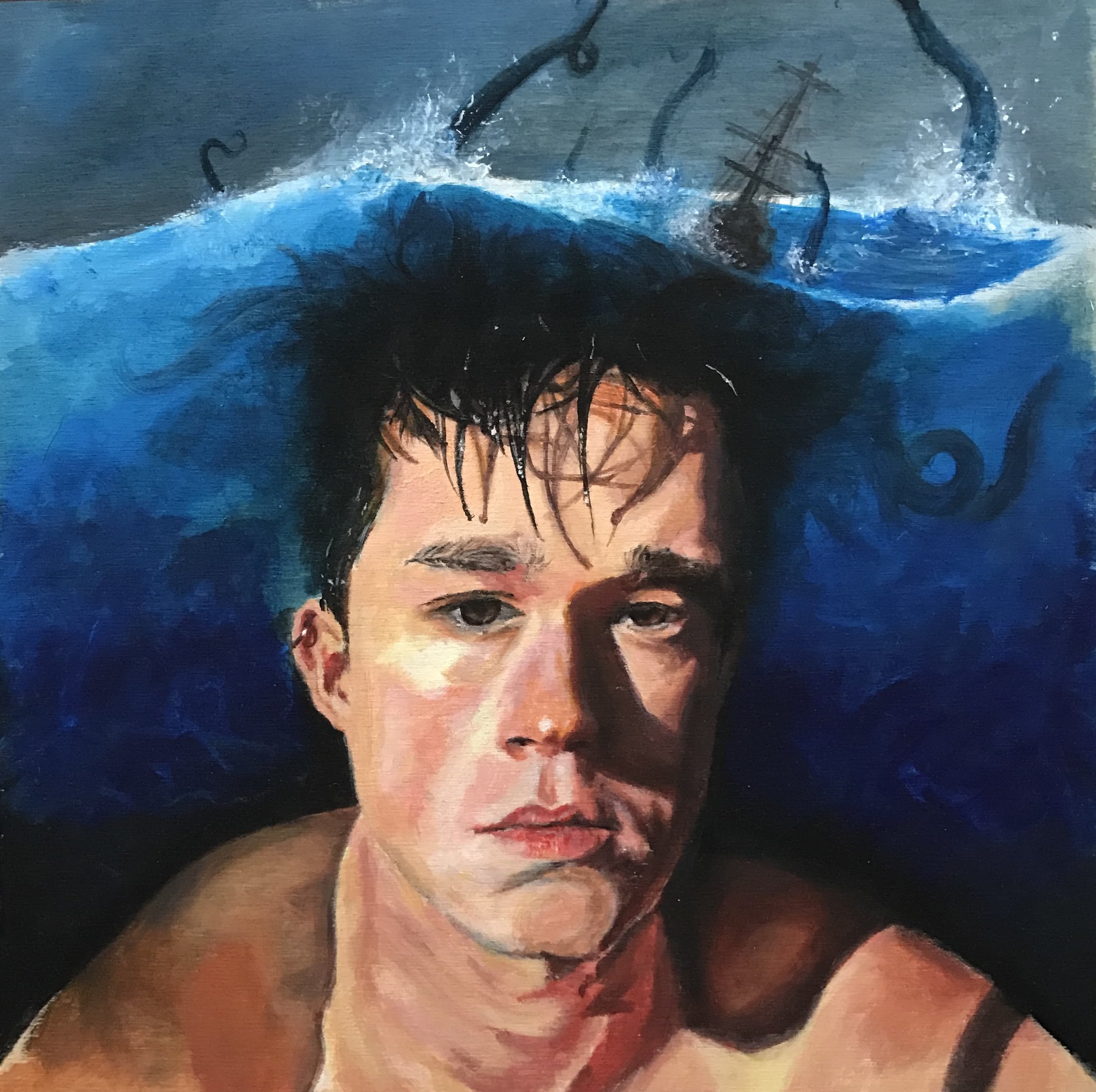 "Turbulent Thought" by William Pichette, 18x18in, acrylic on wood board (2016), $375 | BUY NOW