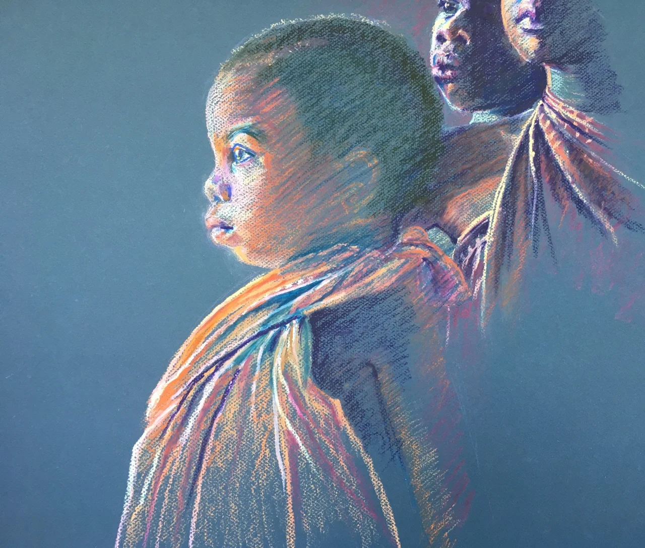 "Tanzanian Children" by Susan Brooks, 17x20in, pastel on paper (2017)