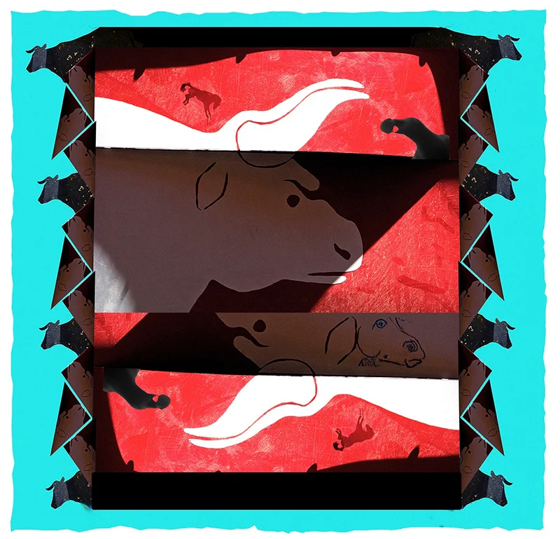 "Bull & Friends" by CJ Pressma, 72x78in (2008), $1800 | BUY NOW
