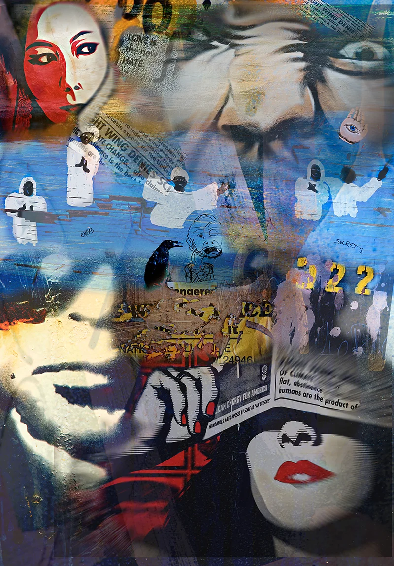 "Secrets" by CJ Pressma, 94x68in, quilt - photographic collage printed on cotton and quilted on a long arm machine (2011), $1800 | BUY NOW